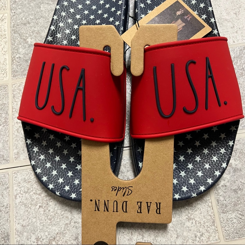 New Rae Dunn USA Red and Navy Blue Slides - Picture 6 of 6